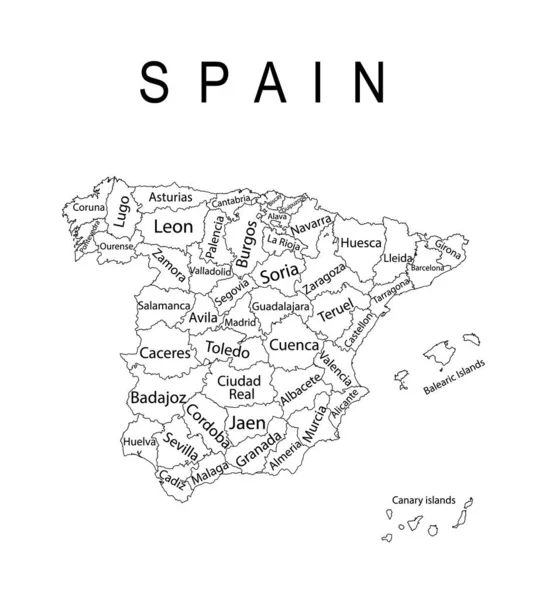 Spain Map Line Contour Vector Silhouette Illustration Isolated White Background — Διανυσματικό Αρχείο