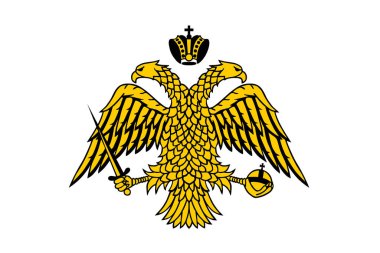 Beyaz arka planda izole edilmiş Bizans arması silah vektör çizimi. Doğu Roma amblem bayrağı. Yunan Ortodoks Kilisesi sembolü.