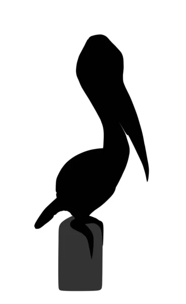 Pelican Bird Vector Silhouette Illustration Isolated White Background Gran Símbolo — Vector de stock