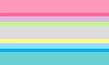 Cinsiyet sorgulayan gurur vektörü. Cinsiyet ikilisinin farklı seviyelerinin ve ikili olmayan değerlerin sembolü. Mevcut kişi hâlâ cinsiyet kimliğini, cinsel yönelimini ya da cinsiyet ifadesini araştırıyor. LGBTQ+