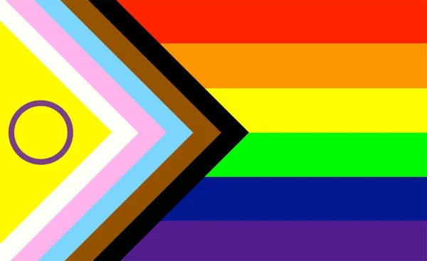 Illustration Fierté Drapeau Progrès Intersexe Identité Intergenre Certaines Personnes Intersexe — Image vectorielle