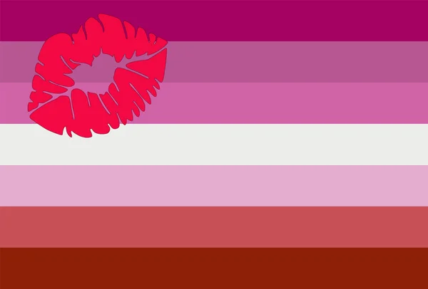 Rouge Lèvres Illustration Vectorielle Symbole Drapeau Lesbienne Femme Amour Femelle — Image vectorielle