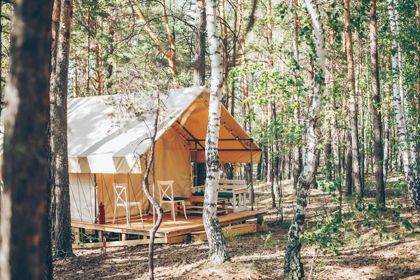 Glamping Tent View Woods — Fotografia de Stock
