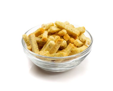 Ev yapımı çıtır çıtır, sarımsaklı, tuzlu, otlu ve baharatlı. Baharatlı rusk çubukları, baharatlı rusklar, küçük kızarmış ekmek atıştırmalıkları, tuzlu ekmek çubukları, bira aperatifleri.