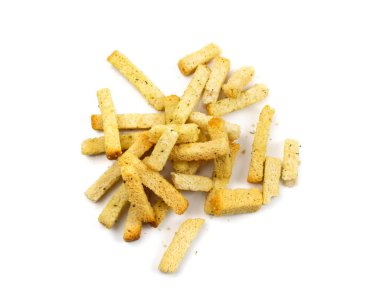 Ev yapımı çıtır çıtır, sarımsaklı, tuzlu, otlu ve baharatlı. Baharatlı bruschetta krakerleri, baharatlı rusklar, küçük kızarmış ekmek aperatifleri, tuzlu ekmek çubukları, bira aperatifleri.