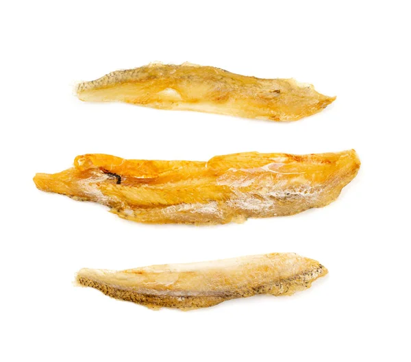 Dried Fish Sticks Isolated Dry Salted Seafood Snack Hake Stockfish — Stock Photo, Image