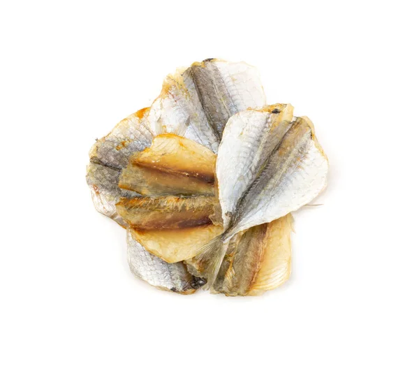 Dry Salted Yellowstripe Scad Dried Small Fish Isolated Selaroides Snack — Stock Photo, Image