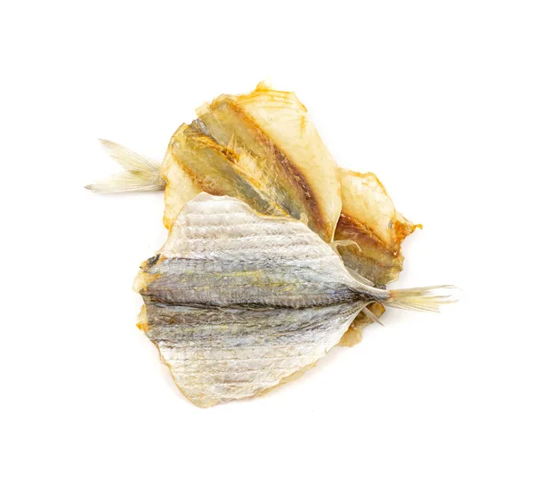 Droge Gezouten Geelstreep Gedroogde Kleine Vis Geïsoleerd Zelfgemaakte Snack Stockfish — Stockfoto