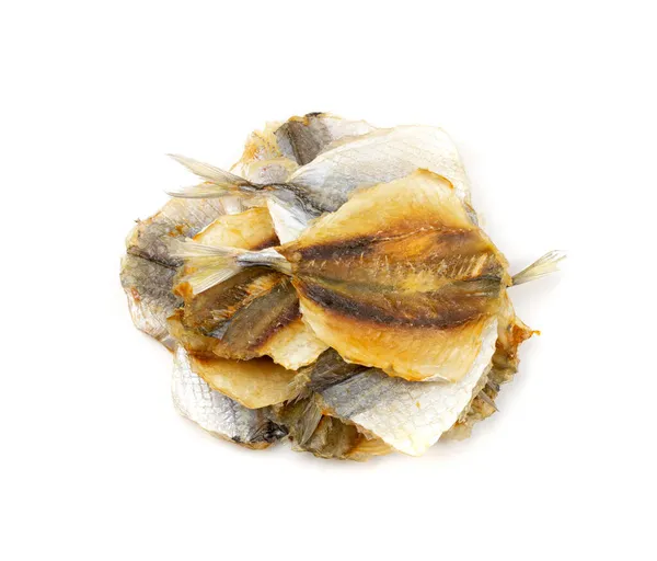 Dry Salted Yellowstripe Scad Dried Small Fish Isolated Selaroides Snack — Stock Photo, Image