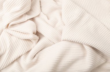 Doğal Bej Doku Arkaplanı. Çizgili Pamuk Kumaş Deseni, Beyaz Tekstil Duvar Kağıdı, Yumuşak ve Konforlu Kopya Boşluğu ile Doğal Yapılandırma