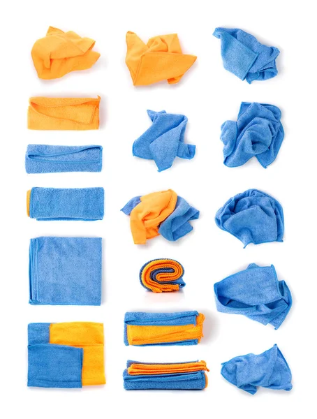 Microfiber Cleaning Cloth Blue Orange Textile Rags Soft Absorbent Cleaning — стокове фото