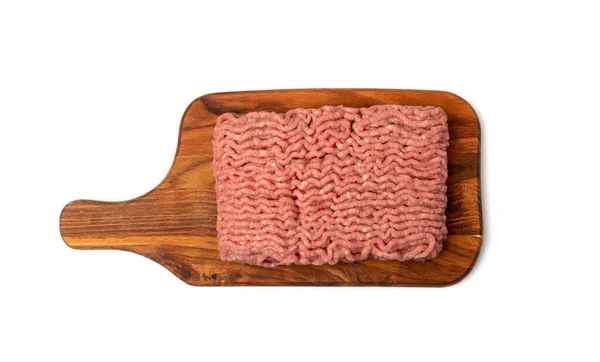 Putenhackfleisch Auf Dem Holzschneidebrett Von Oben Gemahlenes Filet Auf Holzhintergrund — Stockfoto