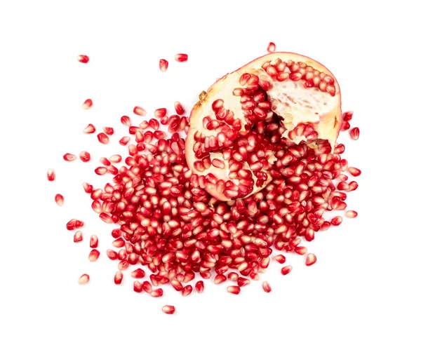 Roztroušená Semena Granátového Jablka Izolovaná Bílém Pozadí Červená Punica Granatum — Stock fotografie