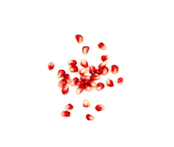 Verstreute Granatapfelkerne Isoliert Auf Weißem Hintergrund Red Punica Granatum Saftige — Stockfoto