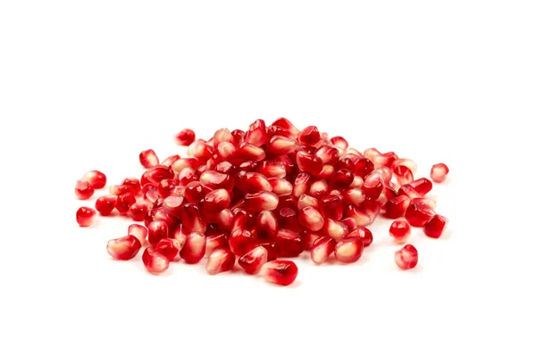 Pomegranate Seeds Pile Isolated White Background Heap Red Punica Granatum — Stock Photo, Image