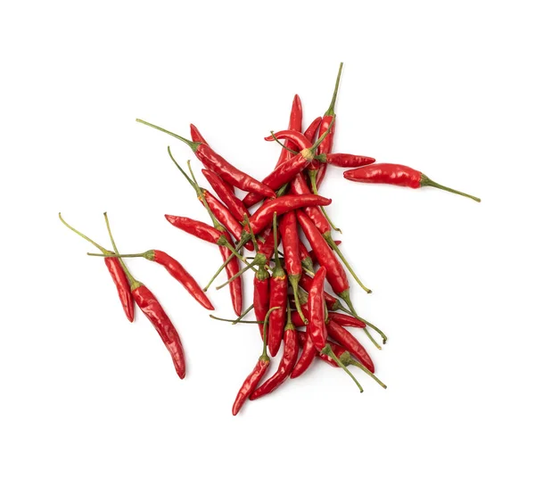 Pequeños Chiles Rojos Picantes Aislados Montón Pimiento Picante Sobre Fondo —  Fotos de Stock