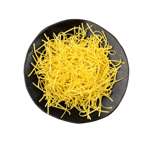 Raw Yellow Italian Tagliatelle Pasta Egg Homemade Dry Ribbon Noodles — Stock Photo, Image
