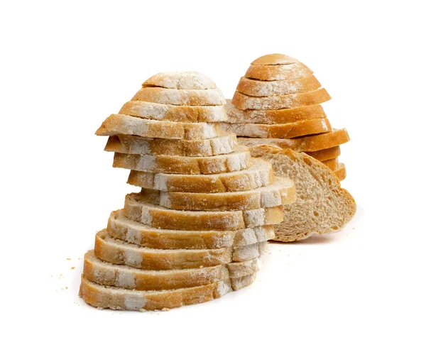 Σπιτικές Φέτες Ψωμιού Σουρμέ Απομονωμένες Ψωμί Κρούστα Λευκό Φόντο — Φωτογραφία Αρχείου