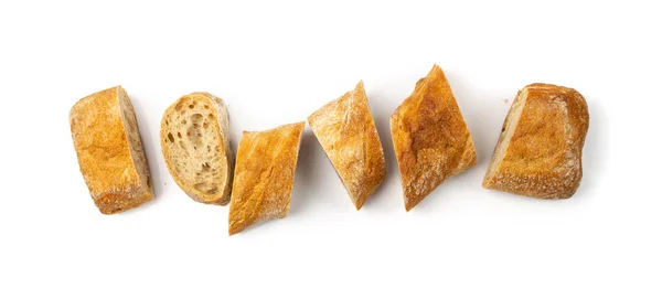 Sliced Ciabatta Bread Isolated Italian Chiabatta Loaf Cut White Background — Stock Photo, Image