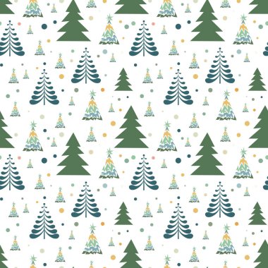 El çizimi Noel ağacı pürüzsüz desen, çizim yeni yıl ağacı izi, karalama tekrarlayan Xmas köknar arka planı, karalama kış ormanı duvar kağıdı, noel kumaşı, noel ağacı pürüzsüz tasarım