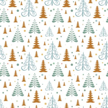 El çizimi Noel ağacı pürüzsüz desen, çizim yeni yıl ağacı izi, karalama tekrarlayan Xmas köknar arka planı, karalama kış ormanı duvar kağıdı, noel kumaşı, noel ağacı pürüzsüz tasarım