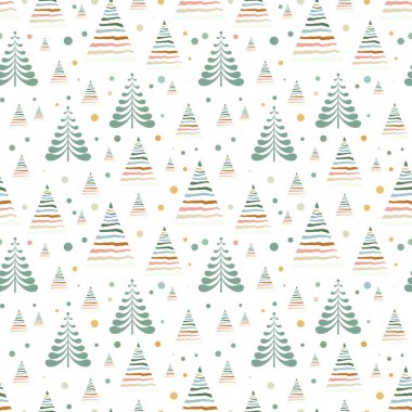 El çizimi Noel ağacı pürüzsüz desen, çizim yeni yıl ağacı izi, karalama tekrarlayan Xmas köknar arka planı, karalama kış ormanı duvar kağıdı, noel kumaşı, noel ağacı pürüzsüz tasarım
