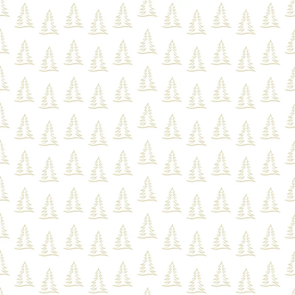 Hand Drawn Christmas Tree Seamless Pattern Sketch New Year Tree — Stock Vector
