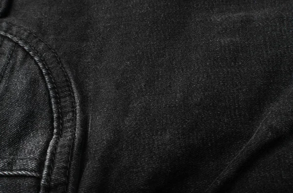 Тло Текстури Чорних Джинсів Темний Візерунок Бавовняної Тканини Одяг Копіювальним — стокове фото