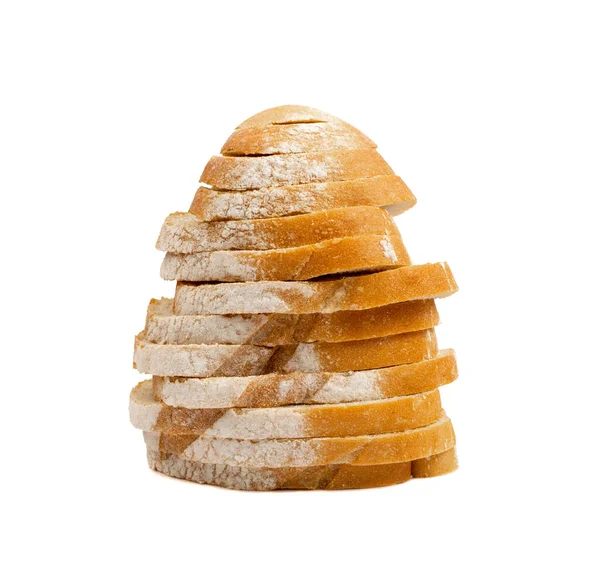 Yapımı Ekşi Ekmek Dilimleri Izole Edildi Beyaz Arkaplanda Kabuklu Gevrek — Stok fotoğraf