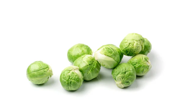 Los Brotes Bruselas Apilan Aislados Vista Lateral Repollo Brassica Oleracea — Foto de Stock