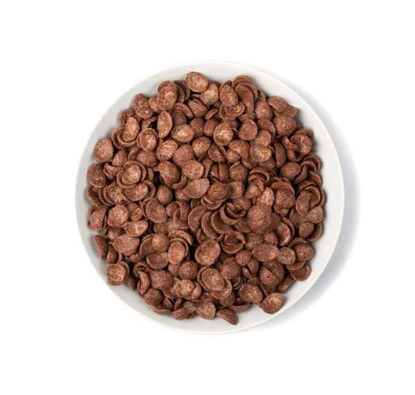 Schokolade Cornflakes Isoliert Cornflakes Haufen Zum Frühstück Haufen Brauner Schokozerealien — Stockfoto