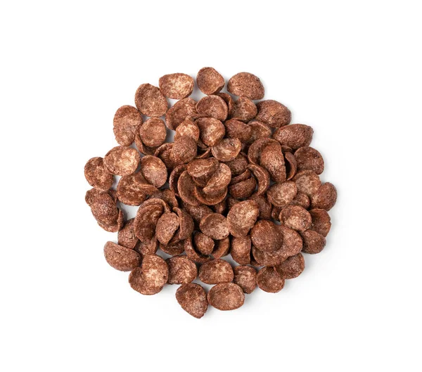 Flocos Milho Chocolate Isolados Pilha Flocos Milho Para Café Manhã — Fotografia de Stock