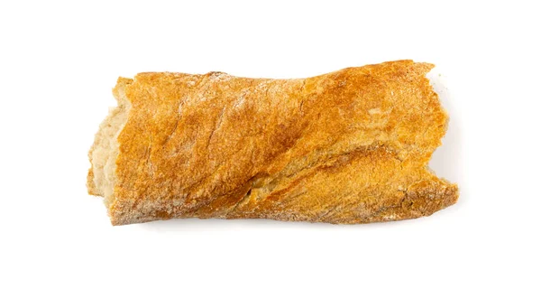 Pezzo Pane Ciabatta Isolato Lunga Pagnotta Italiana Chiabatta Sfondo Bianco — Foto Stock