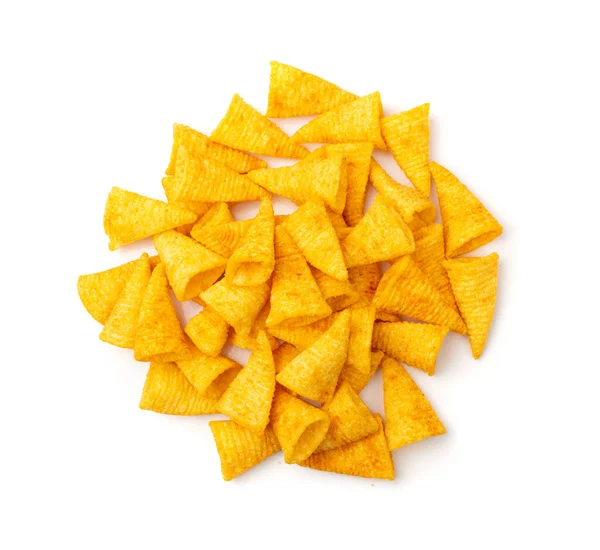 Mucchio Cono Mais Isolato Bugles Chips Soffi Con Spezie Snack — Foto Stock
