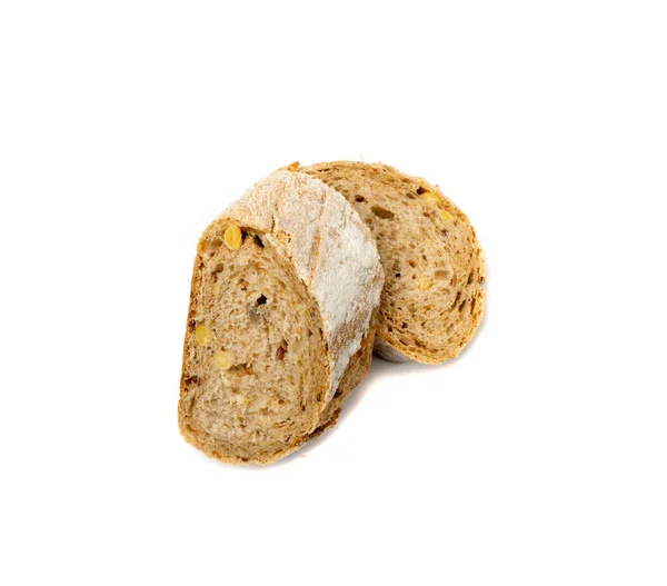 Domowej Roboty Brązowy Chleb Plastrami Mieszanki Nasion Izolowane Cały Bochenek — Zdjęcie stockowe