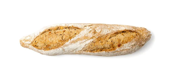 Zelfgemaakt Bruin Brood Met Seed Mix Geïsoleerd Geheel Brood Van — Stockfoto