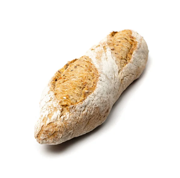 Pão Castanho Caseiro Com Mistura Sementes Isolada Rolo Inteiro Pão — Fotografia de Stock