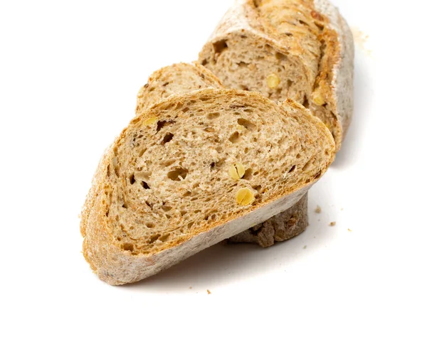 Yapımı Kahverengi Ekmek Dilimleri Izole Edildi Fasulye Bezelye Keten Beyaz — Stok fotoğraf