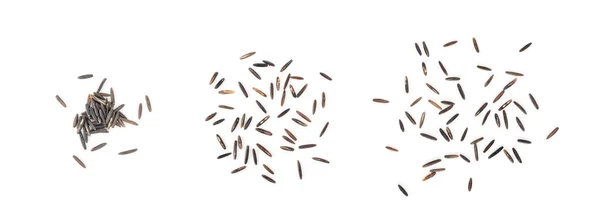 Дикие Зёрна Риса Изолированы Raw Black Wildrice Seeds Zizania White — стоковое фото