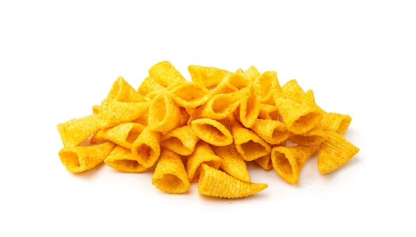 Corn Cone Pile Isolated Bugles Chips Puffs Spices Crunchy Puffed — Stock Photo, Image