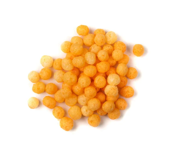 Corn Balls Pile Isolated Cheese Puffs Spices Crunchy Snacks Salty — Stock Photo, Image