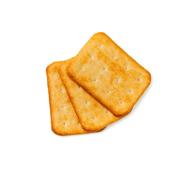 Cracker Isoliert Quadratische Kekse Trockene Kekskekse Graham Snacks Auf Weißem — Stockfoto