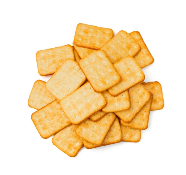 Cracker Pile Isolated Square Biscuits Dry Biscuit Cookies Graham Snacks — Stock Photo, Image