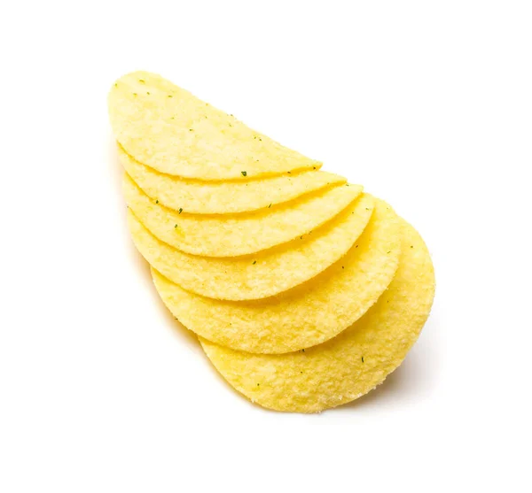 Aardappelchips Stack Geïsoleerd Knapperige Dunne Aardappel Snack Stapel Fast Food — Stockfoto