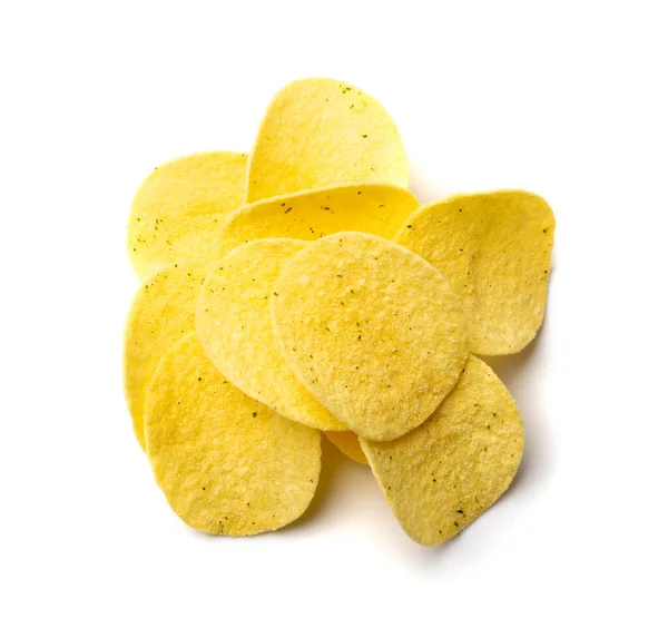 Potato Chips Pile Isolated Crispy Thin Potato Snack Heap Fast — Stock Photo, Image