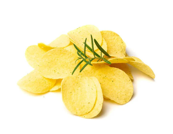 Potatischips Hög Isolerad Krispig Tunn Potatis Mellanmål Hög Snabbmat Snacks — Stockfoto