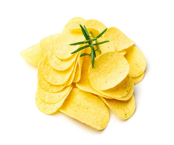 Kartoffel Dill Chips Stapeln Sich Vereinzelt Knusprige Dünne Kartoffeljause Fast — Stockfoto