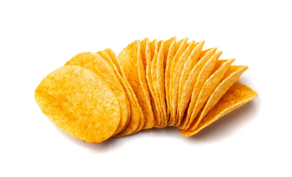 Potato Chips Stack Isolated Crispy Thin Potato Snack Pile Fast — Stock Photo, Image