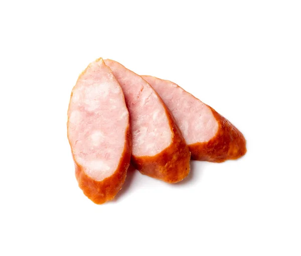 Fette Salsiccia Affumicata Isolate Caccia Salumi Chorizo Wurst Poland Kielbasa — Foto Stock