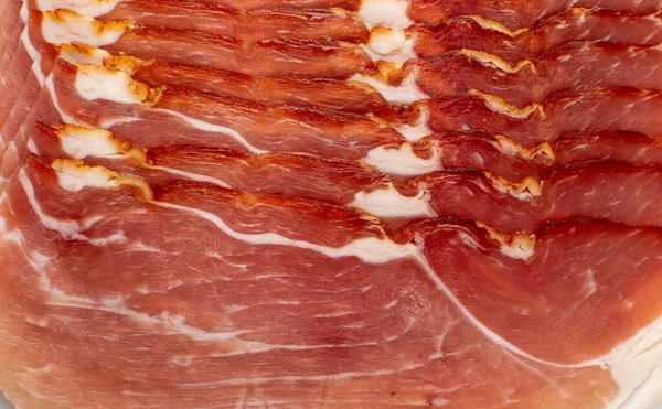 Prosciutto Tecture Background Spanish Jamon Slices Pattern Parma Ham Sliced — Stock Photo, Image